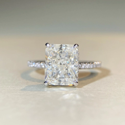 925 Sterling Silver Radiant Cut Zirconia Ring For Women Luxury Pavé Setting Engagement Wedding Party Fine Jewelry Finger Ring