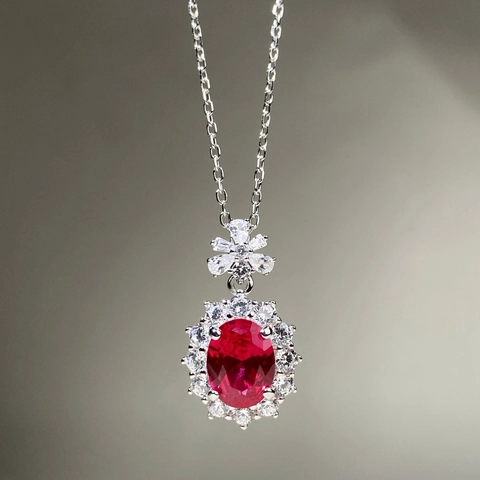 Collar de Plata de Ley 925 con Circonia para Mujer Colgante de Gema Ovalada Halo Cadena de Clavícula Joyería Regalo