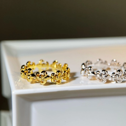Vintage S925 Sterlingsilber Hohl Fleur-de-Lis Muster Ring Für Damen Luxuriös Galvanisiert Gold Silber Schmuck Ring