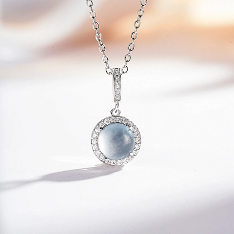 Elegante Collana Con Ciondolo Tondo in Shuimoyu Per Donna Con Catena a Maglie in Rame Decorazione in Strass Gioielli alla Moda