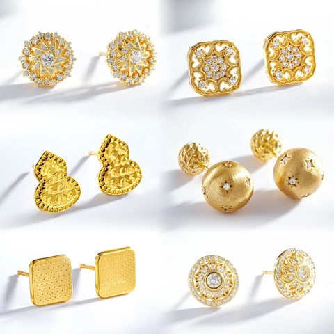 Elegante Vergulde Koperen Oorknopjes Met Zilveren Oorsteker Strass Geometrische Flespompoen Zonnebloem Oorbellen Voor Vrouwen Sieraden
