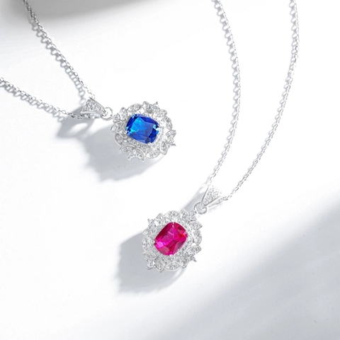 Lussuosa Collana in Argento Sterling 925 per Donna Ciondolo a Goccia d'Acqua con Strass Vintage Eleganti Accessori per Gioielli da Banchetto