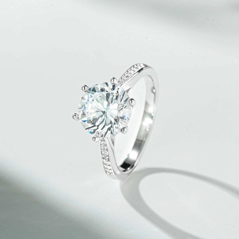 Klassischer Moissanit Ring 925 Sterlingsilber Rundschliff Sechs Krallenfassung Strass Verlobung Hochzeit Party Schmuck Für Damen