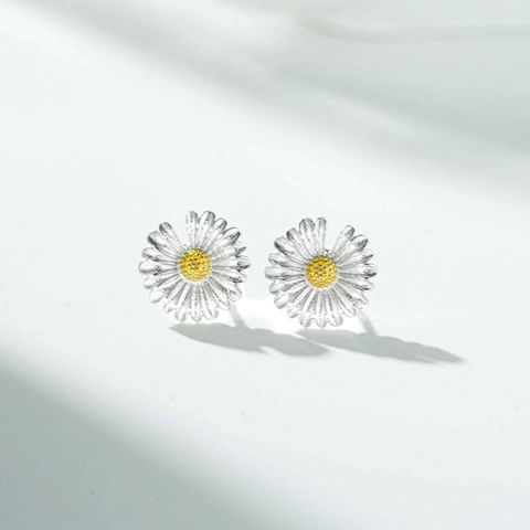 Juego de Joyas de Plata de Ley 925 Collar Pendientes Margarita para Mujer Diamantes Imitación Girasol Cadena Clip Joyería Floral Regalo