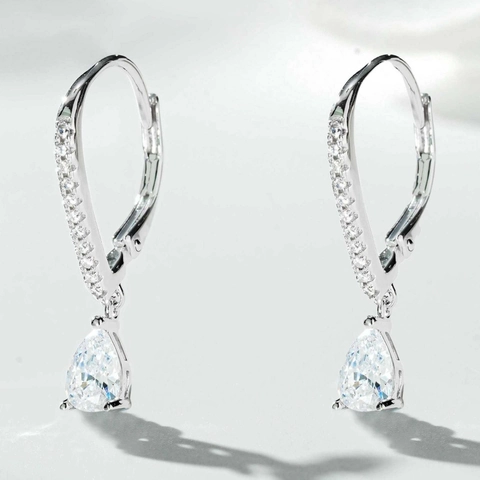 Orecchini a Goccia d'Acqua in Argento Sterling 925 per Donna Eleganti Orecchini con Zirconia a Taglio a Pera Chiusura Monachella Gioielli