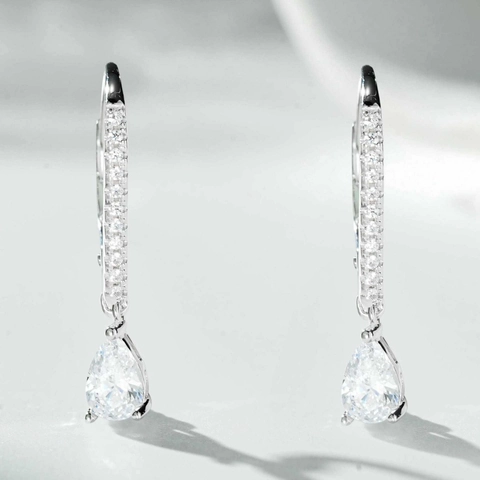 Orecchini a Goccia d'Acqua in Argento Sterling 925 per Donna Eleganti Orecchini con Zirconia a Taglio a Pera Chiusura Monachella Gioielli