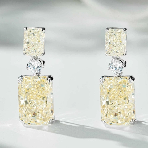 925 Sterlingsilber Gelb Eisschnitt Strass Tropfen Ohrringe Für Damen Elegante Geometrische Hängeohrringe Modeschmuck Geschenk