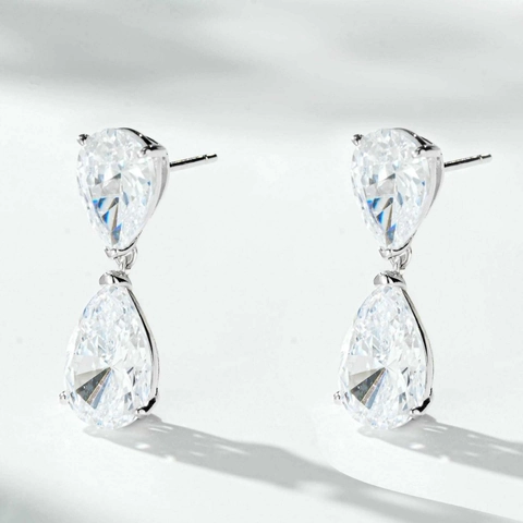 925 Sterlingsilber Wassertropfen Strass Ohrstecker Einfach Elegant Birnenschliff Schmuck Für Damen Bankett Party Geschenk