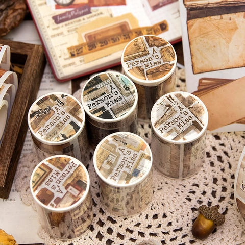 Vintage Washi Tape Set Retro Scrapbooking Tape A Person's Missing Series For DIY Planner Journal Decorative Paper Tape