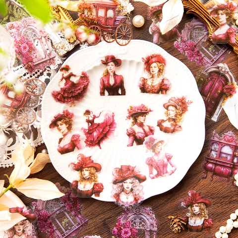 Vintage European Princess PET Stickers For Scrapbooking Journaling Retro Figures Floral DIY Aesthetic Stationery Art Material