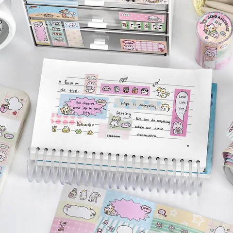 Living Love Letter Writable Washi Tape Cartoon Animals Die Cut Masking Tape For DIY Journaling Scrapbooking Decoration