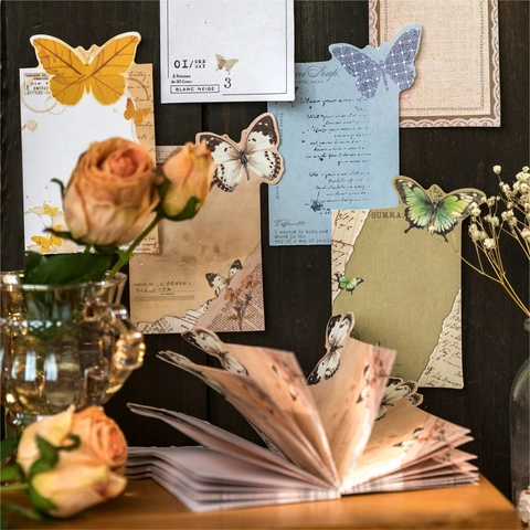 Bloc de Notas Vintage con Forma de Mariposa para Scrapbooking Blocs de Notas Decorativos para Embellecimiento de Diario DIY Papelería Arte y Manualidades