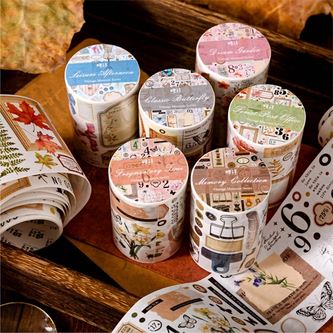 Vintage Museum Serie Washi Tape Retro Scrapbooking Dekorative Aufkleber Verschiedene Stile Blumen Schmetterling Botanik Schreibwaren Masking Tape