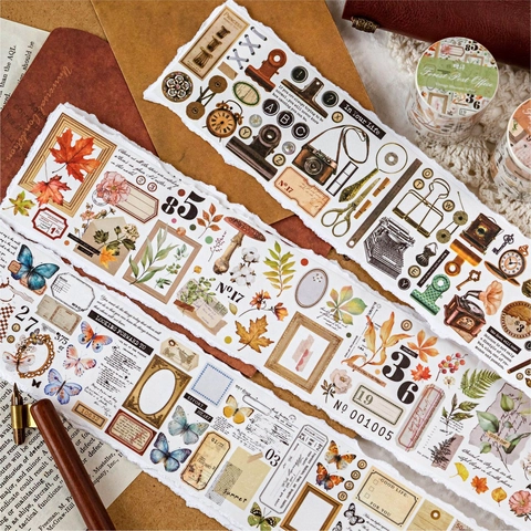 Vintage Museum Serie Washi Tape Retro Scrapbooking Dekorative Aufkleber Verschiedene Stile Blumen Schmetterling Botanik Schreibwaren Masking Tape