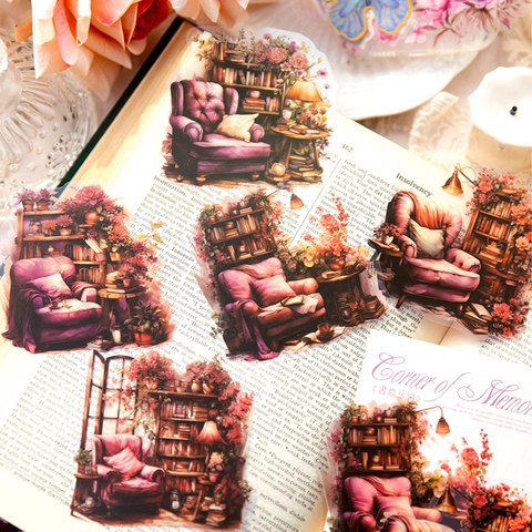 Vintage Watercolor PET Stickers Memory Corner Series Romantic Garden Scenery Scrapbooking Decorative Sticker For Journal DIY Craft