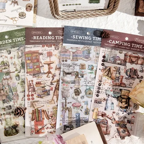 Adesivi Vintage in PET Impermeabili Materiale per Scrapbooking e Journaling per DIY Artigianato Decorazioni di Carte