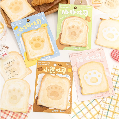 Simpatici Biglietti Adesivi a Forma di Toast di Animali Stile Nordico DIY Diario Carta Decorativa Blocco Note per Studenti