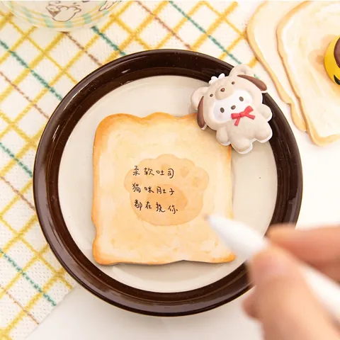 Simpatici Biglietti Adesivi a Forma di Toast di Animali Stile Nordico DIY Diario Carta Decorativa Blocco Note per Studenti