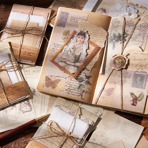 Vintage Papier Materiaal Pak Scrapbooking Decoratief Pergament Papier Voor DIY Journaling Crafting Esthetische Retro Journal Benodigdheden