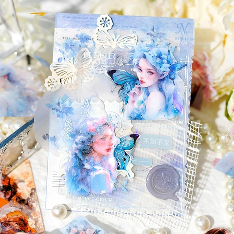 Twelve O'Clock Chimes Serie Vintage Meisje PET Stickers Voor Journaling DIY Decoratieve Etherische Meisje Illustratie Decals
