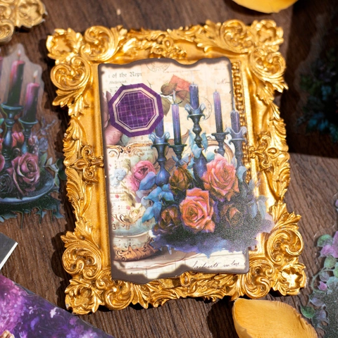 Vintage Gotische Manoir PET Stickers Retro Rozenkandelaar Maannachtlamp Patroon DIY Journal Scrapbooking Artistieke Decoratie