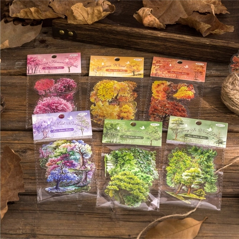 Candy Poetry PET Sticker Tree Nature Series Fresh Forest Leaves Journaling Decorative Transparent Stickers