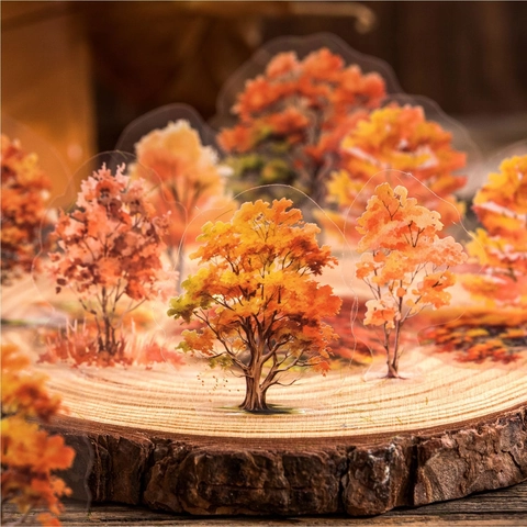 Adesivi Vintage in PET Tema Albero Natura per Scrapbooking DIY Decorazione Diario Foresta Autunno Piante Impermeabili Adesivi