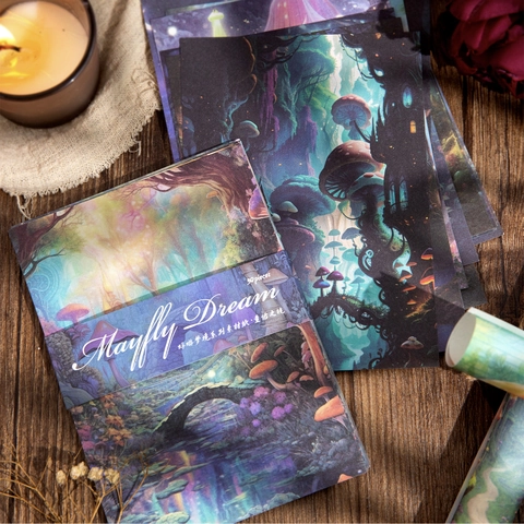 Vintage Dreamland Aesthetic Decorative Paper Magic Forest Mushroom Fairy Tale Journaling Scrapbooking Stationery Supplies