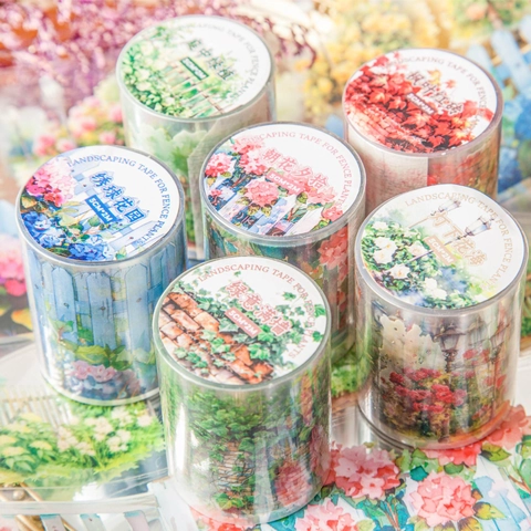 Retro Story PET Decorative Tape Garden Fence Botanical Scenery Sticker Tape For Scrapbooking Journaling DIY Craft Supplies