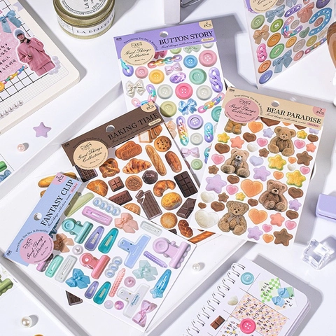 Ins Stil Handkonto Dekorative Sticker Cartoon Bär Backthemen DIY Journal Material Scrapbooking Zubehör Sortiment