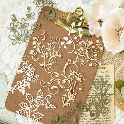 Vintage Laser Gesneden Opengewerkte Kant Decoratief Papier Botanische Bloem Vlinder Scrapbooking Materiaal Voor DIY Journal Planner Decor
