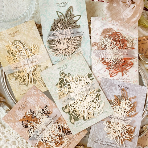 Vintage Laserschnitt Hohlspitze Dekoratives Papier Botanische Blume Schmetterling Scrapbooking Material Für DIY Journal Planer Dekor