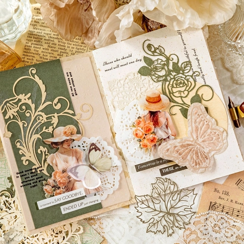 Papel De Encaje Calado Vintage Flor Botánica Mariposa Suministros De Scrapbooking Para Decoración De Diario DIY Material De Papel