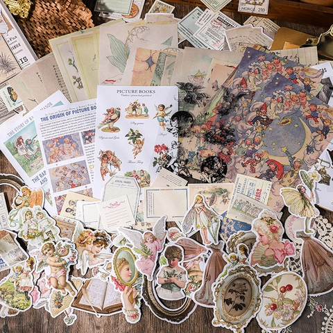 Paquete De Material De Scrapbooking Estético Vintage Pegatinas Washi Botánicas Papel PET Efímeros Retro Para Diario DIY Arte