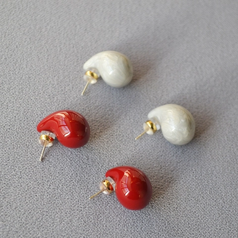 Retro Emaille Waterdruppel Oorknopjes Met 925 Sterling Zilver Stift Koper Minimalistische Rood Wit Oorbellen Voor Vrouwen Sieraden