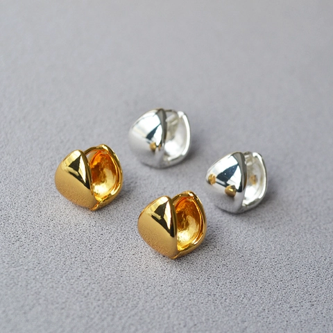 Minimalist Brass Gold Silver Plated Teardrop Huggie Earrings For Women Trendy Water Drop Geometric Hoop Earrings Jewelry