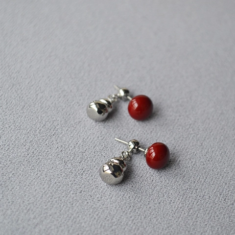 New Chinese Style Gourd Tiger Eye Stone Stud Earrings With 925 Sterling Silver Earring Post Detachable Elegant Jewelry Women