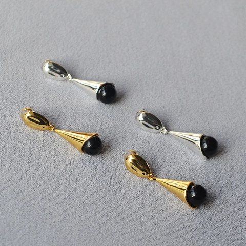 Minimalisti Orecchini Pendenti Lunghi a Goccia in Metallo Agata Con Perno in Argento Sterling 925 Oro Argento Gioielli Regalo