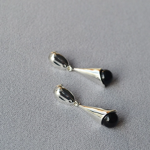 Minimalisti Orecchini Pendenti Lunghi a Goccia in Metallo Agata Con Perno in Argento Sterling 925 Oro Argento Gioielli Regalo