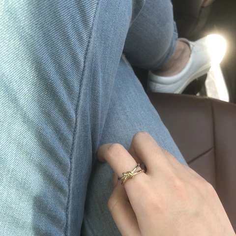Minimalistischer Messing Vergoldeter Geknoteter Offener Ring Für Damen Vintage Doppelschichtiger Knoten Verstellbarer Mode Schmuck Fingerring