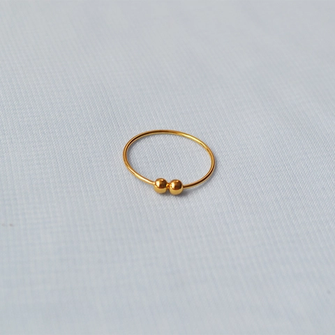 Anello Minimalista in Rame Placcato Oro Con Doppia Sfera Sottile Fascia Geometrica Anello da Dito per Donna Gioielli alla Moda Regalo