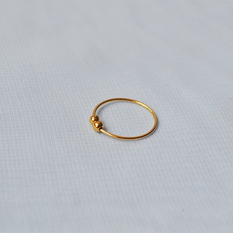 Anello Minimalista in Rame Placcato Oro Con Doppia Sfera Sottile Fascia Geometrica Anello da Dito per Donna Gioielli alla Moda Regalo