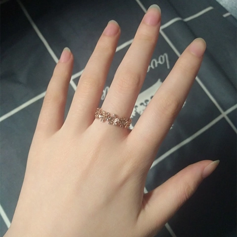 Elegant Rose Gold Daisy Flower Open Ring Micro Pave Zirconia Adjustable Finger Ring For Women Korean Fashion Jewelry Gift