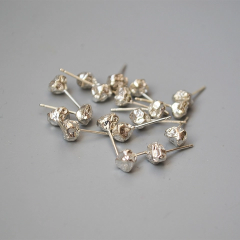 Unregelmäßige Lava-Textur Ohrstecker 925 Sterlingsilber Ohrstecker-Stift Messing Gold Silber Galvanisiert Geometrischer Damen Schmuck
