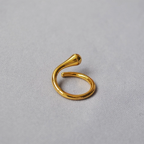 Minimalistisch 18K Gold Vergoldet Kupfer Tränenform Offener Ring Für Damen Verstellbar Flüssigmetall Stil Poliert Finger Schmuck