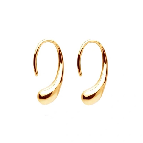 Minimalist Brass Gold Plated Teardrop Hook Earrings For Women Trendy Cool High Polished Water Drop Shape Jewelry Gift
