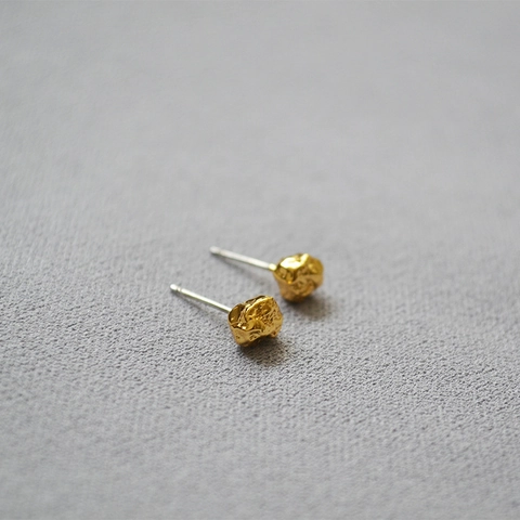 Unregelmäßige Lava-Textur Ohrstecker 925 Sterlingsilber Ohrstecker-Stift Messing Gold Silber Galvanisiert Geometrischer Damen Schmuck