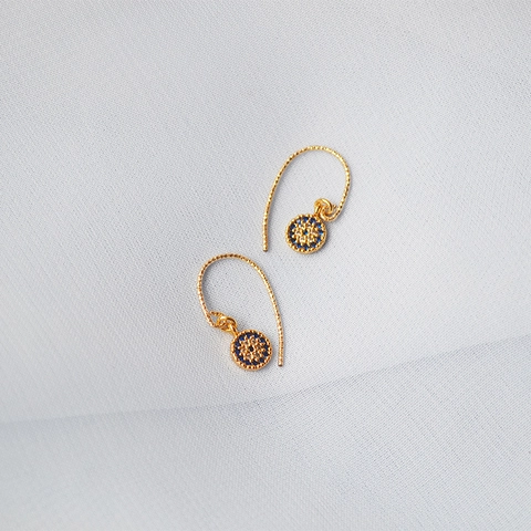 Delicati Orecchini a Pendolo Evil Eye in Ottone Placcato Oro per Donna Minimalisti Con Zirconi Blu Protezione Turca Gioielli Boho