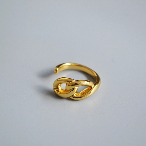Exquisite Minimalistische Kupfer 18K Vergoldete Kette Offen Verstellbarer Ring Für Damen Trendy Cold Style Vielseitiger Geometrischer Schmuck