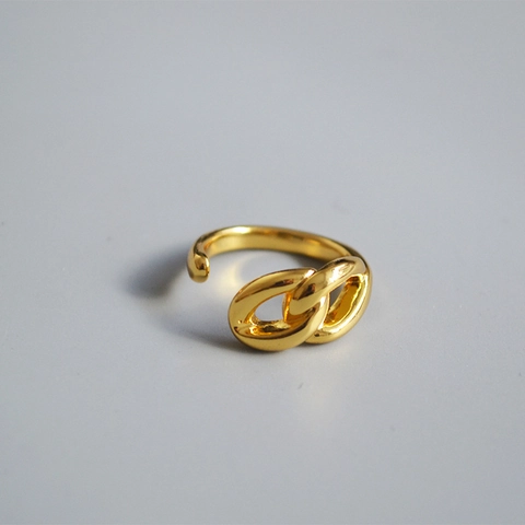 Exquisite Minimalistische Kupfer 18K Vergoldete Kette Offen Verstellbarer Ring Für Damen Trendy Cold Style Vielseitiger Geometrischer Schmuck